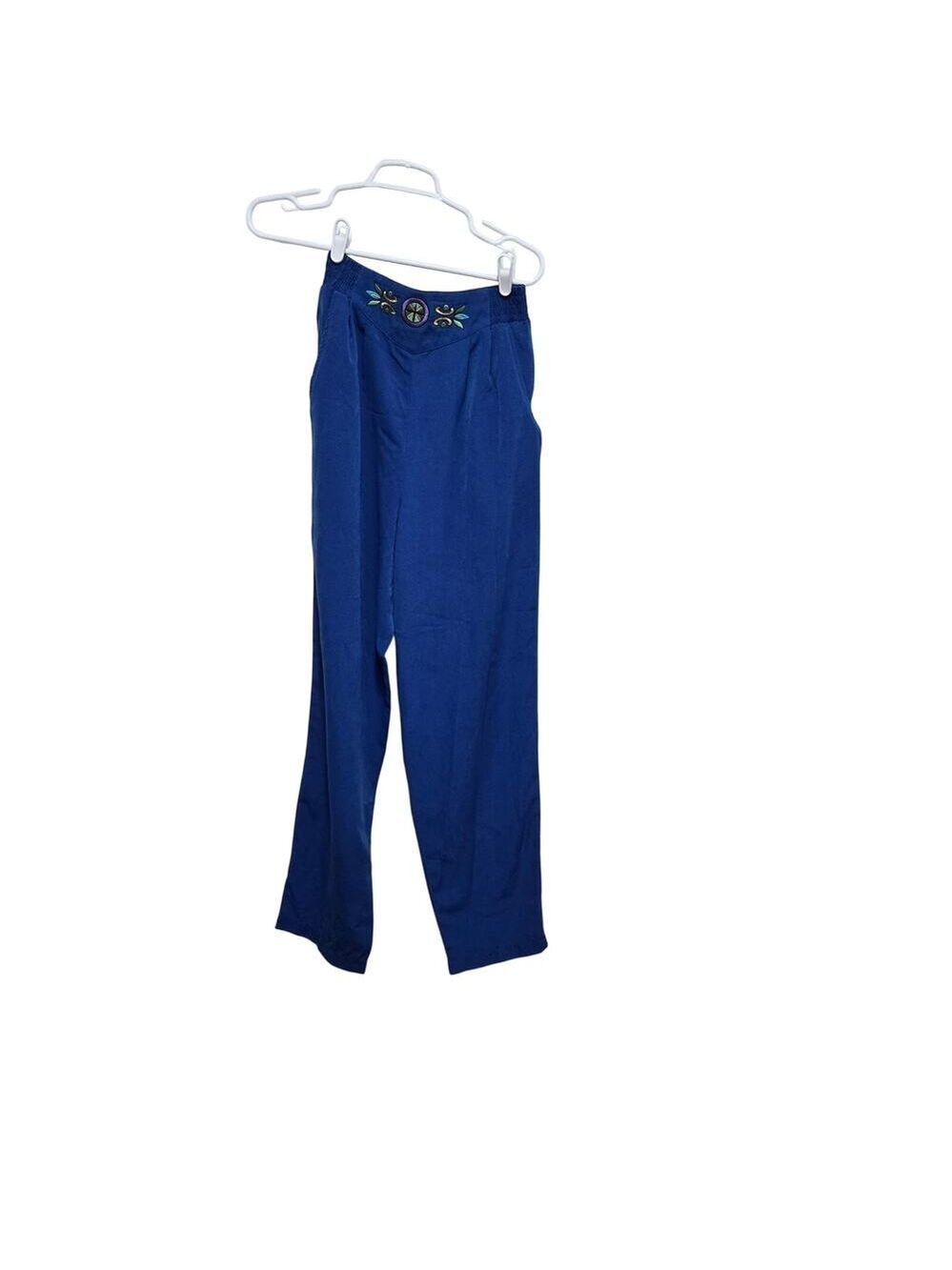 Saint-Germain Paris Blue Embroidered Pull On Pants Small